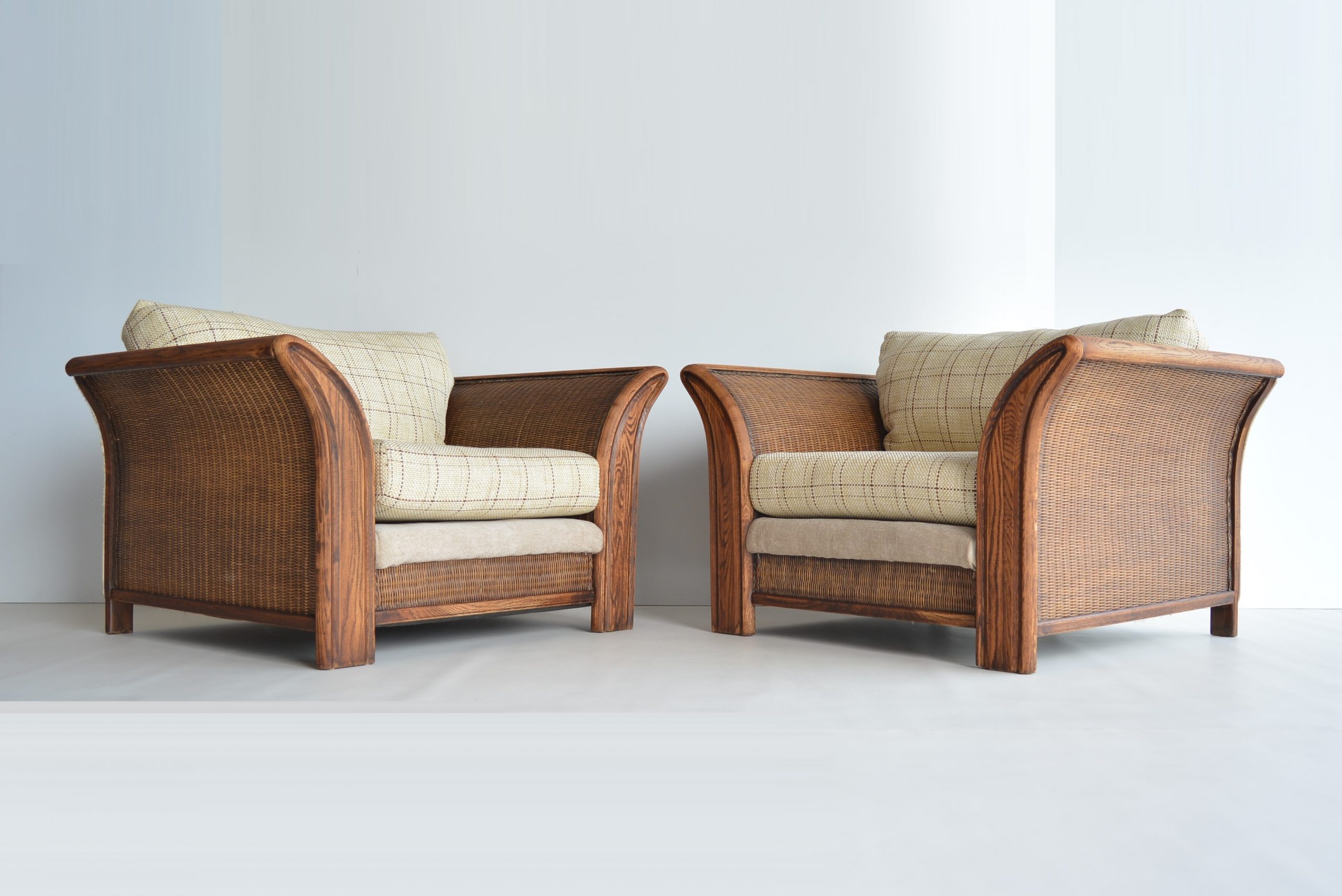 2 Coco Republic Lounge Chairs. OAK Designer Furniture. Designer Chairs. Vintage Lounge Chairs