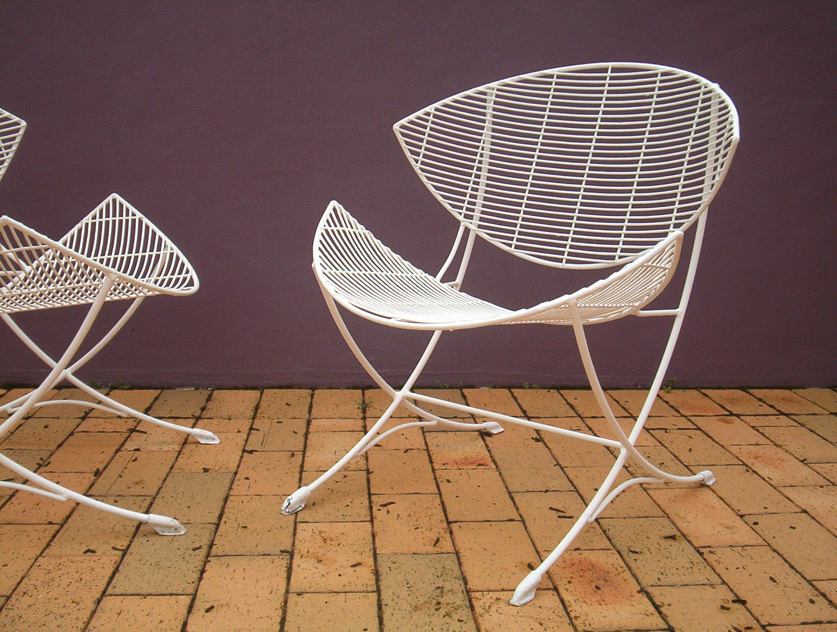 Pair Breotex 1950 S Outdoor Wire Chairs Vintage Furniture B B
