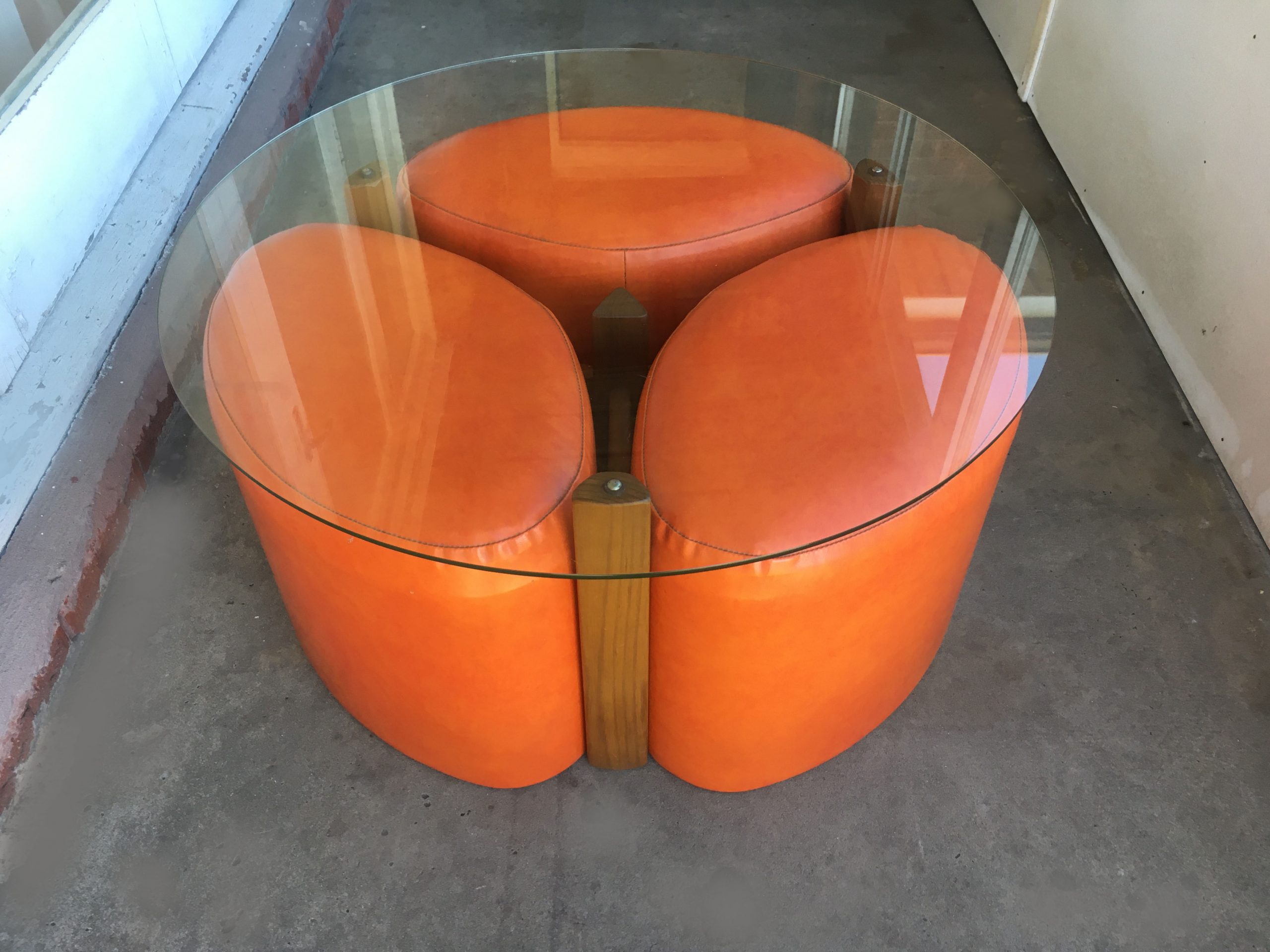 th-brown-and-sons-orange-fondue-suite-footstool-vintage-retro-furniture-parker-era