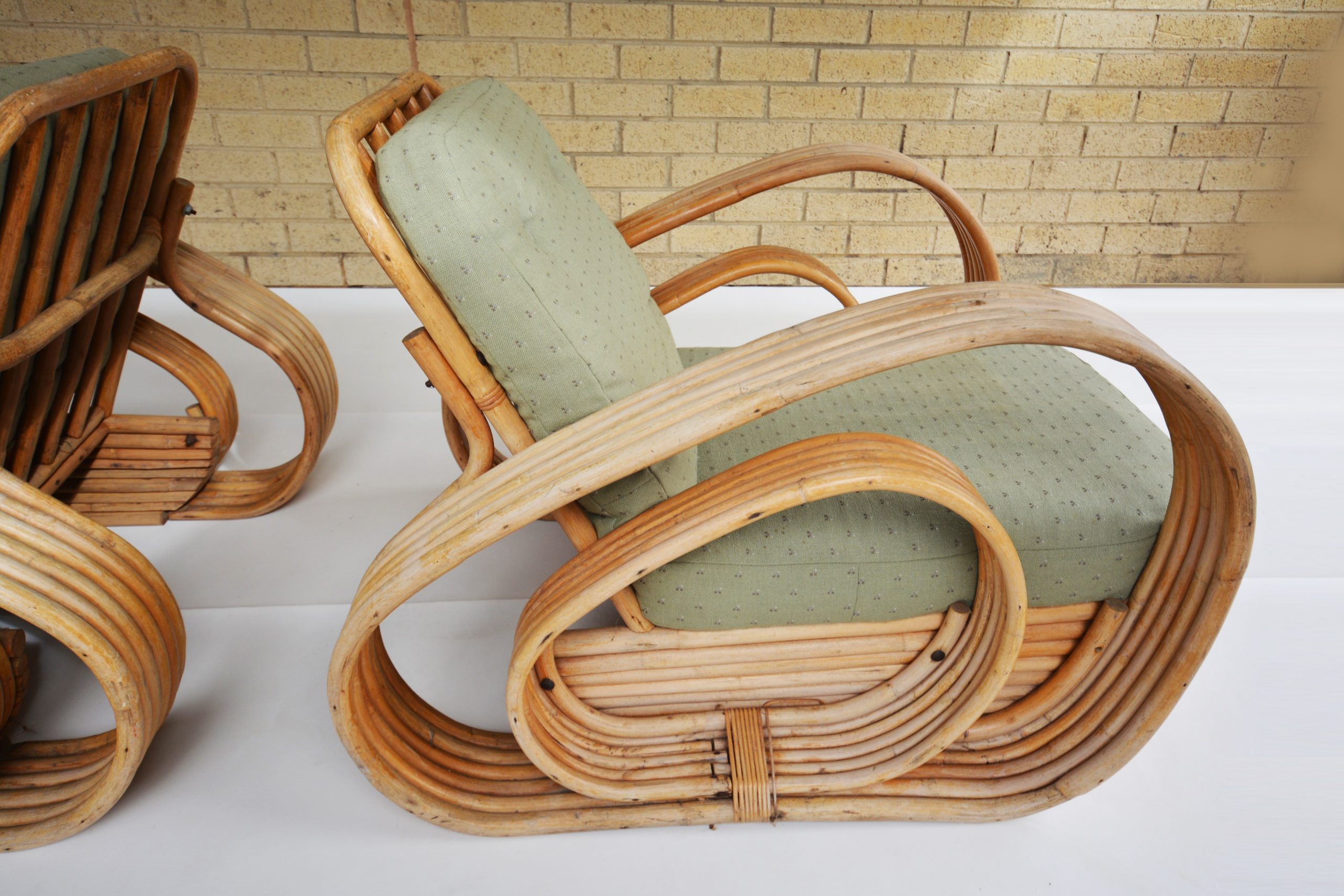 S VINTAGE Cane Armchair. Paul Frankl Pretzel Lounge Chairs. Curved Art Deco Chairs. iNVISeDGE