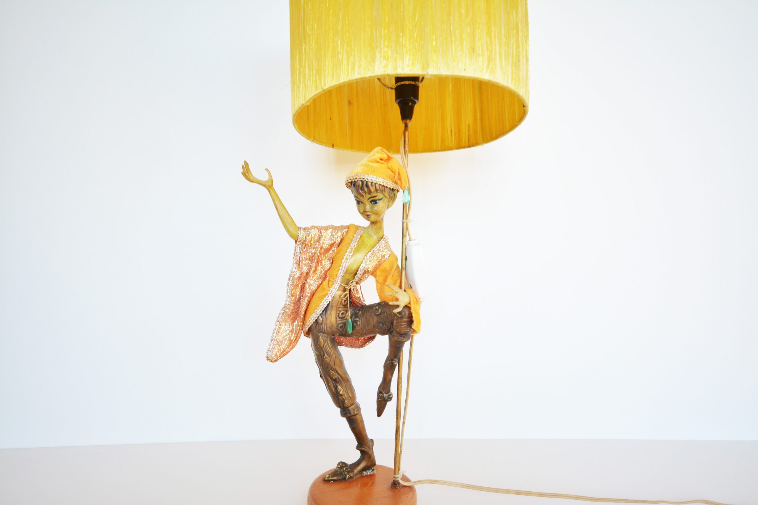 S Art Deco Italian Pixie Elf Table Lamp. Vintage Italy Retro